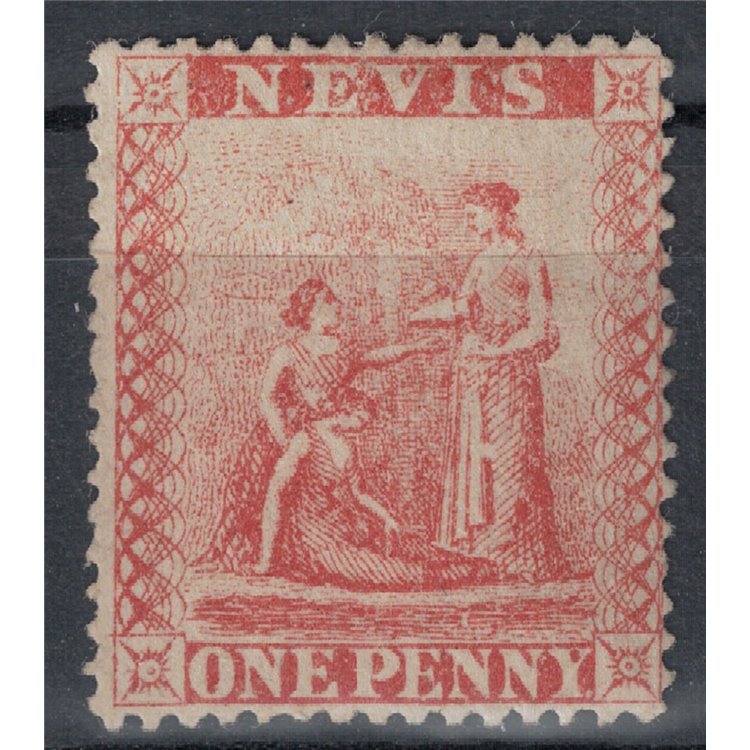 NEVIS 1866 Serie ordinaria 1p rosso MH*