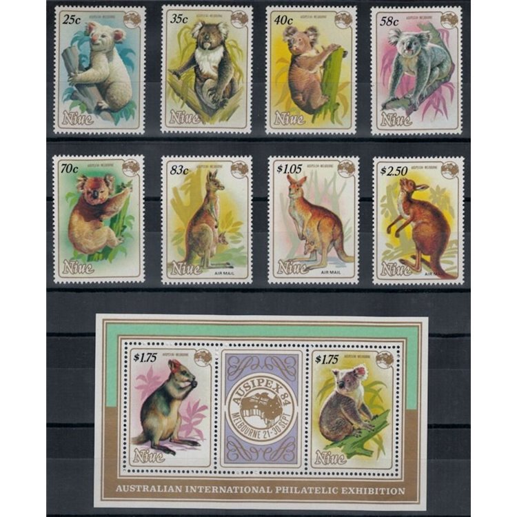 NIUE 1984 Ausipex 8v + 1 BF MNH**