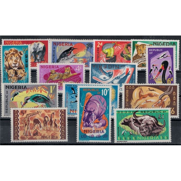NIGERIA 1965 Ordinary series, animals 14v MNH**