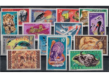 NIGERIA 1965 Ordinary series, animals 14v MNH**