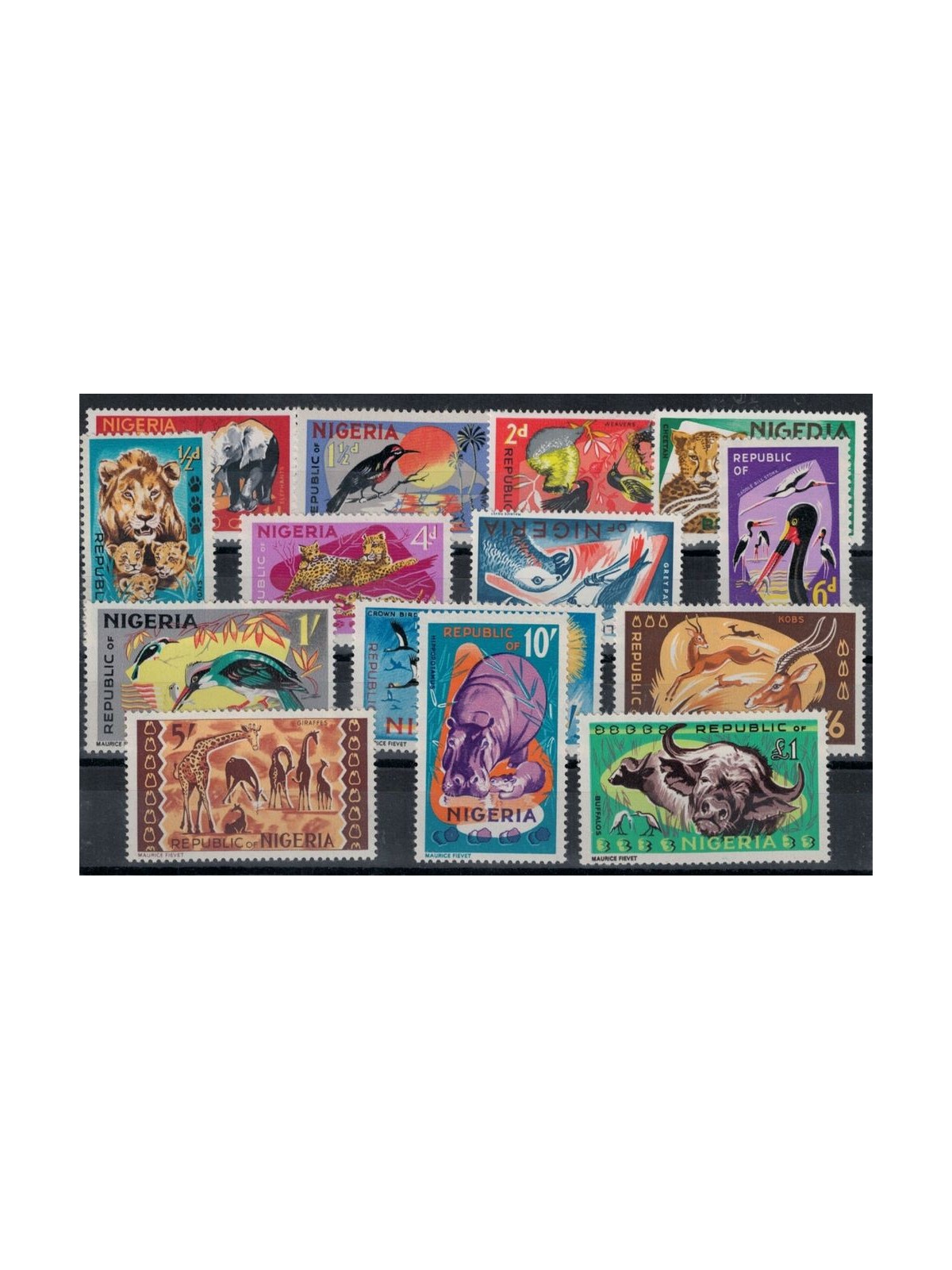 NIGERIA 1965 Serie ordinaria, animali 14v MNH**