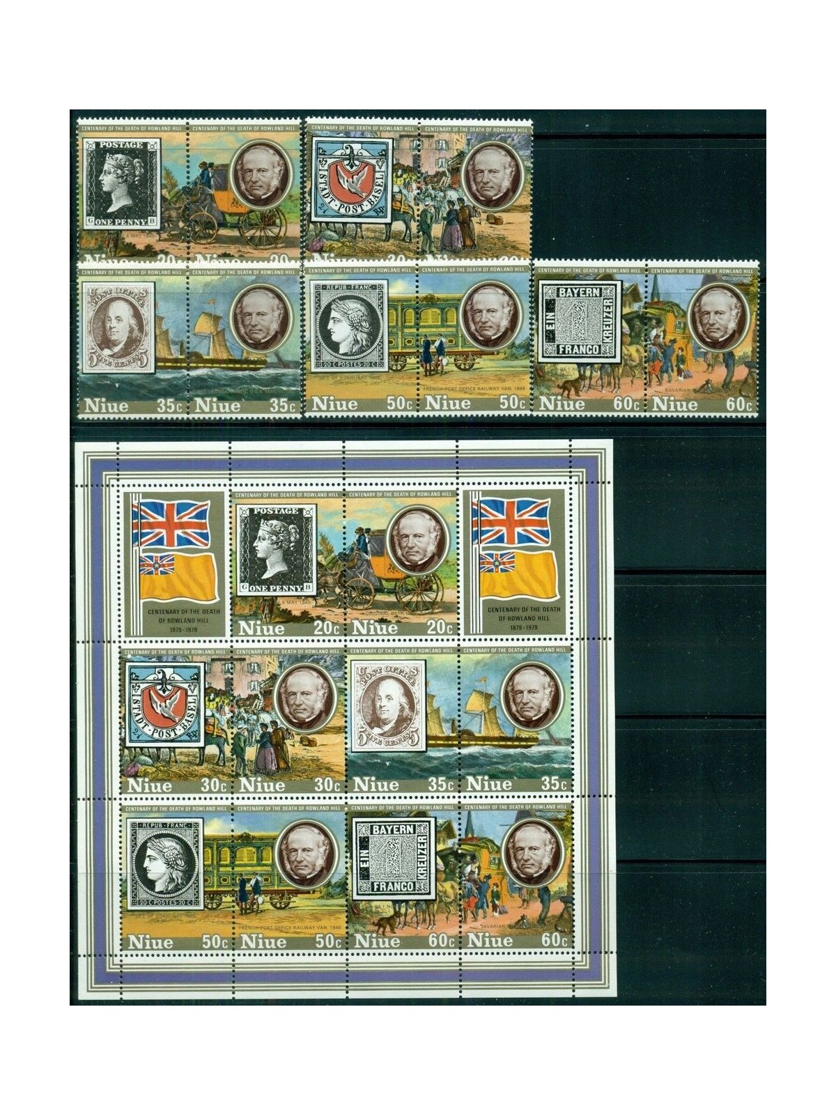 NIUE 1979 Sir Rowland Hill 10v + 1 s/s MNH**