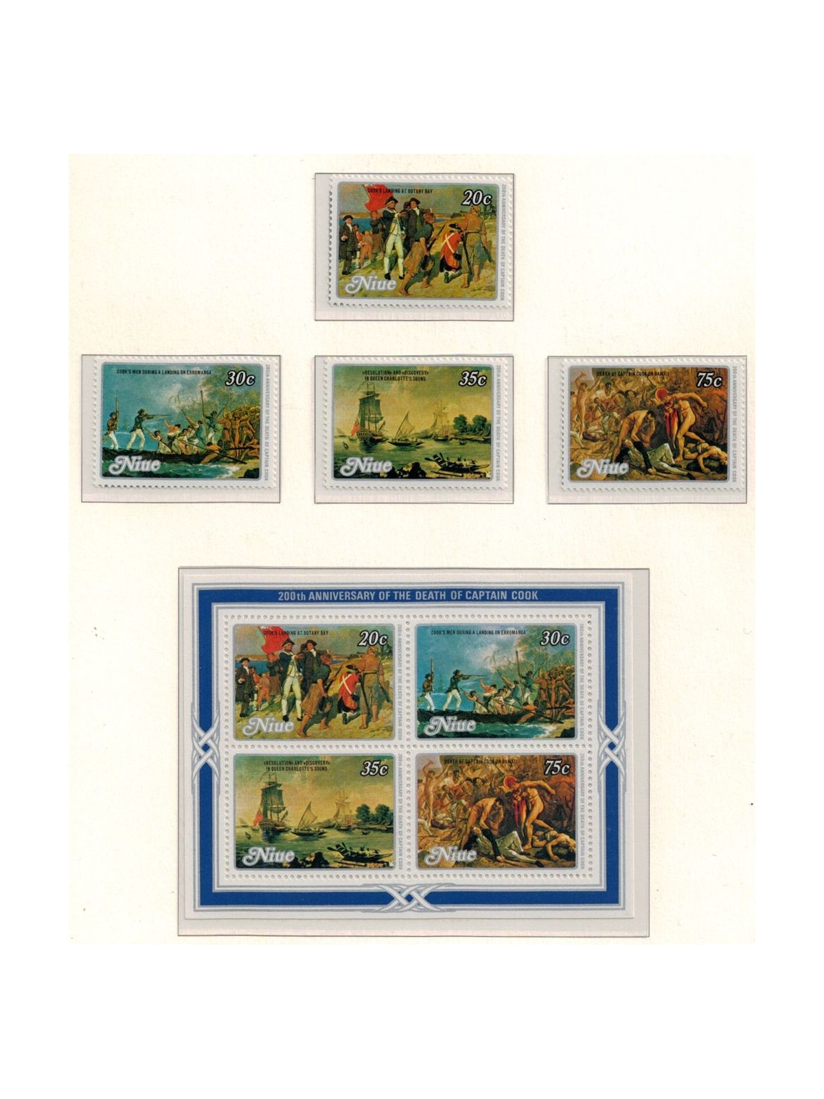 NIUE 1979 Death of James Cook 4v + 1 s/s MNH**