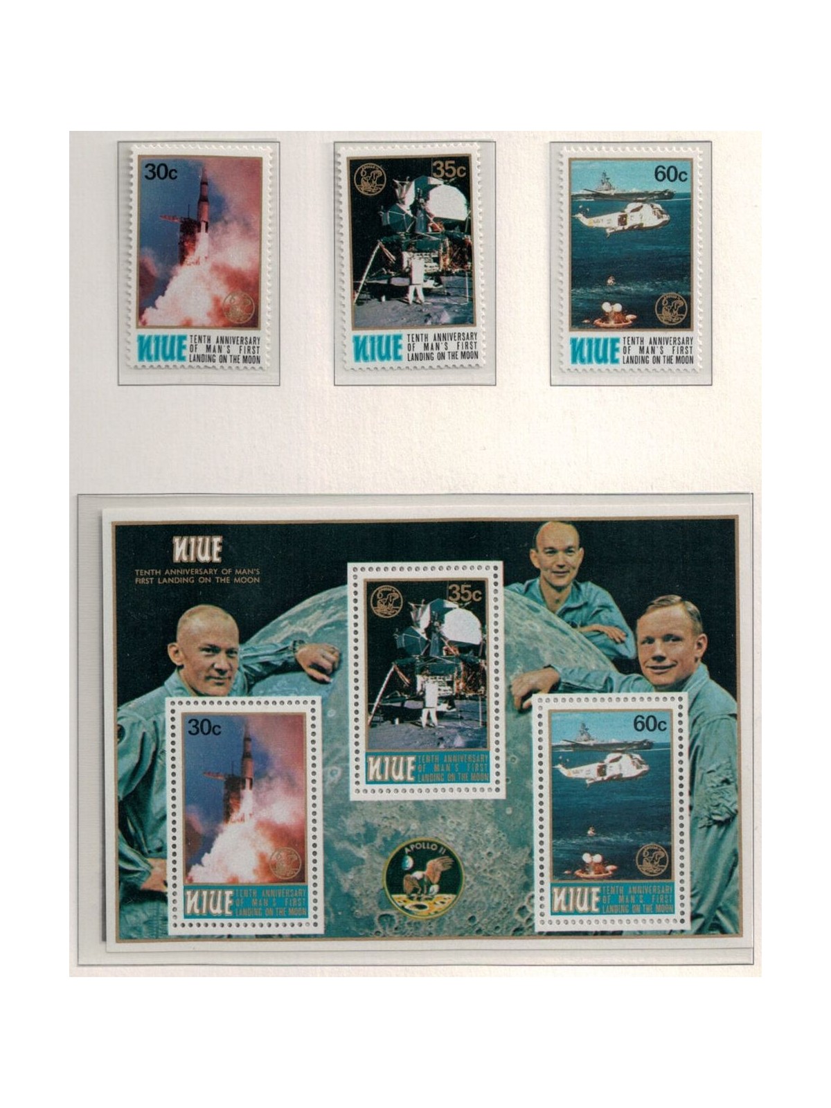 NIUE 1979 Moonlanding 3v + 1 BF MNH**