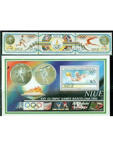 NIUE 1992 Olympic Games 3v + 1 s/s MNH**