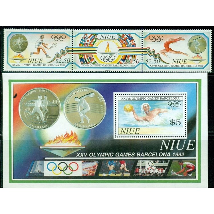 NIUE 1992 Olympic Games 3v + 1 s/s MNH**