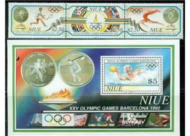 NIUE 1992 Olympic Games 3v + 1 s/s MNH**