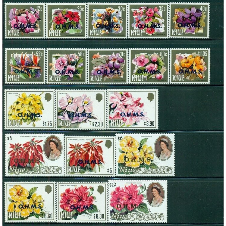 NIUE 1985 OHMS, flowers 19v MNH**