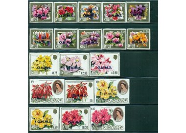 NIUE 1985 OHMS, flowers 19v MNH**