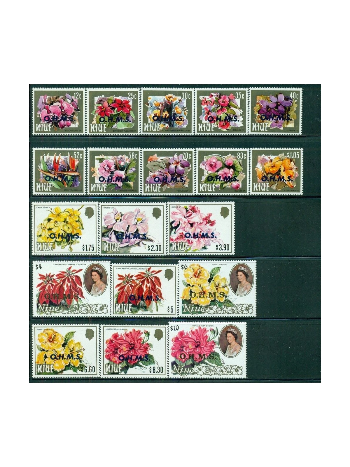 NIUE 1985 OHMS, flowers 19v MNH**