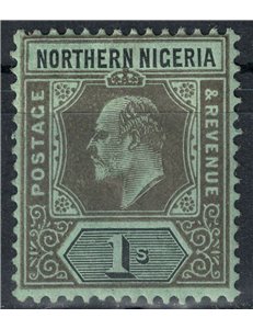 NIGERIA DEL NORD 1910-11 Edoardo VII 1s nero e grigio su verde MH*
