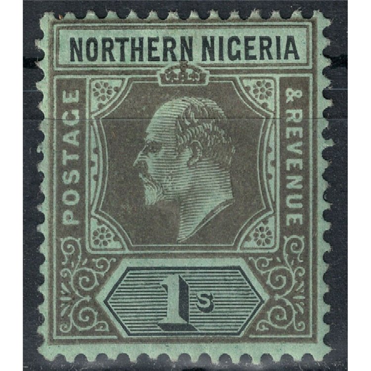 NORTHERN NIGERIA 1910-11 Edward VII 1s black and grey on green MH*