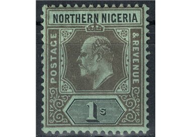 NORTHERN NIGERIA 1910-11 Edward VII 1s black and grey on green MH*