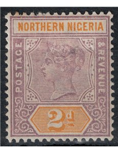 NIGERIA DEL NORD 1900 Regina Vittoria 2p violetto bruno MH*
