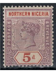 NORTHERN NIGERIA 1900 Queen Victoria 5p Violet and Red MH*
