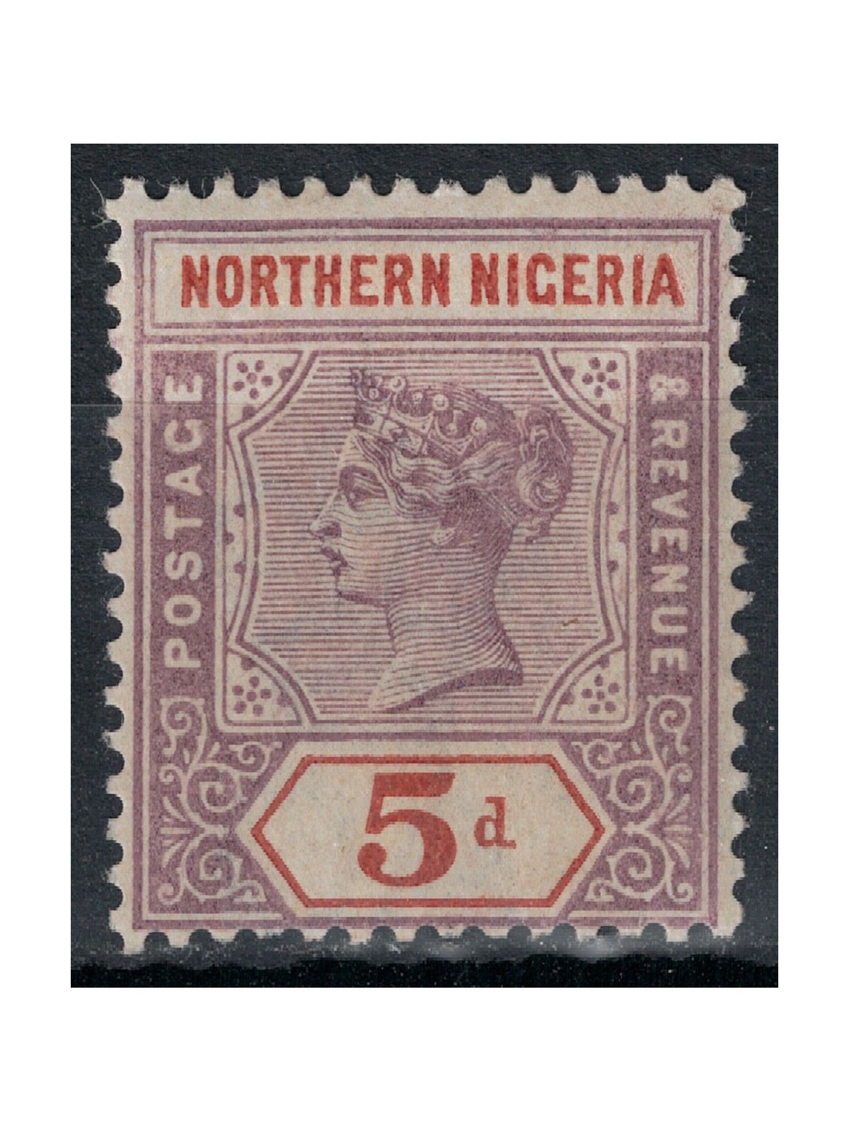 NIGERIA DEL NORD 1900 Regina Vittoria 5p violetto e rosso MH*