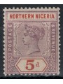 NIGERIA DEL NORD 1900 Regina Vittoria 5p violetto e rosso MH*