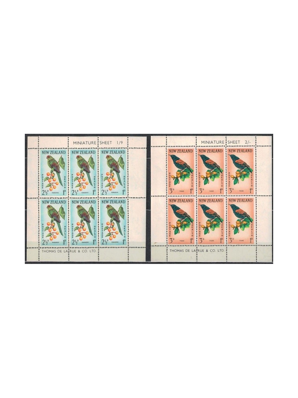 NUOVA ZELANDA 1962 Salute infantile, uccelli 2 BF MNH**
