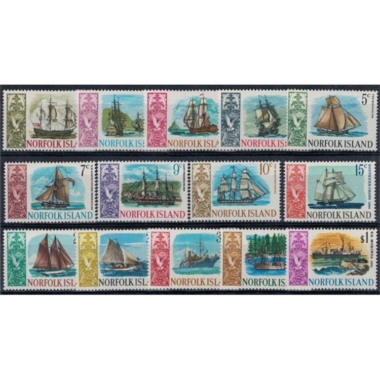 NORFOLK 1967-68 Ordinary series, ships 14v MNH**