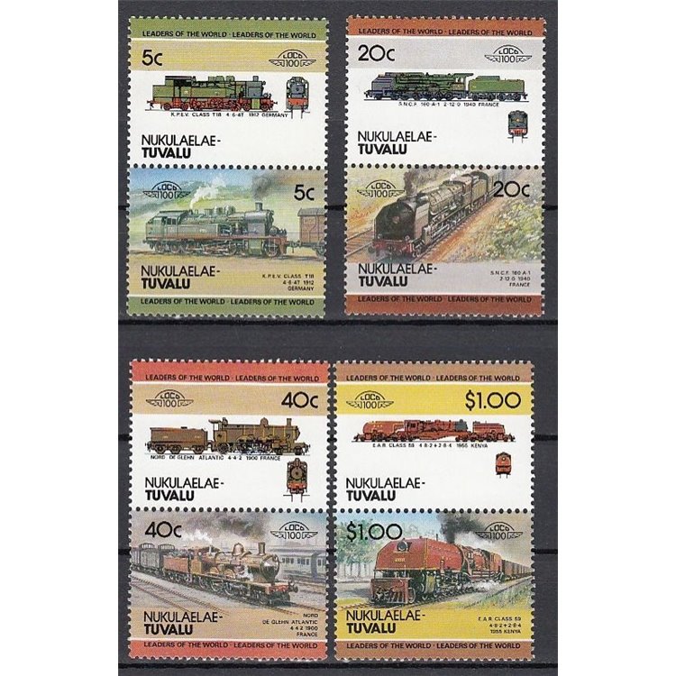 NUKULAELAE 1984 Trains, locomotives 8v MNH**