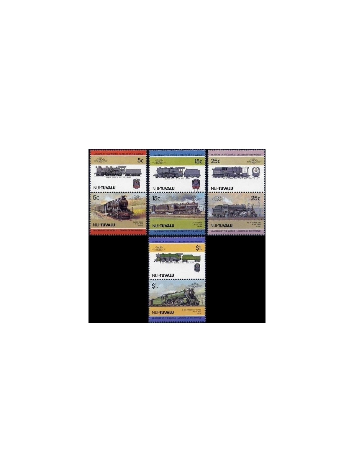 NUI 1985 Trains, locomotives 8v MNH**