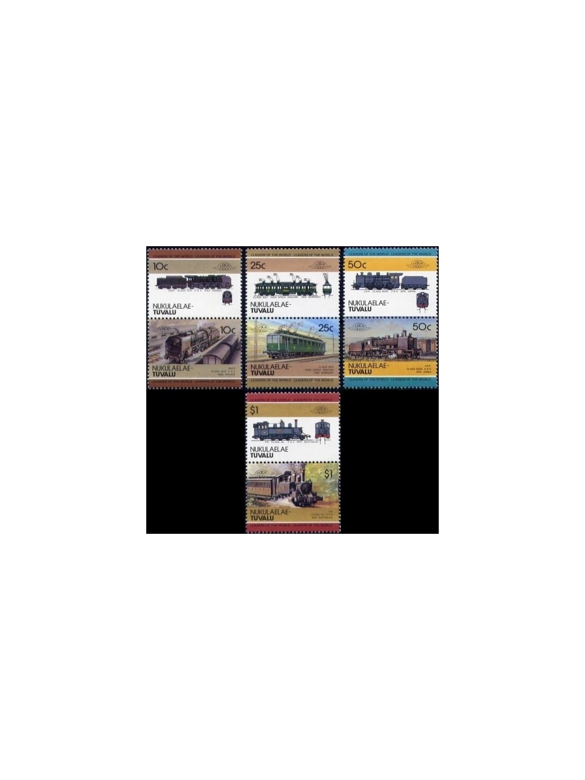 NUKULAELAE 1985 Treni, locomotive 8v MNH**