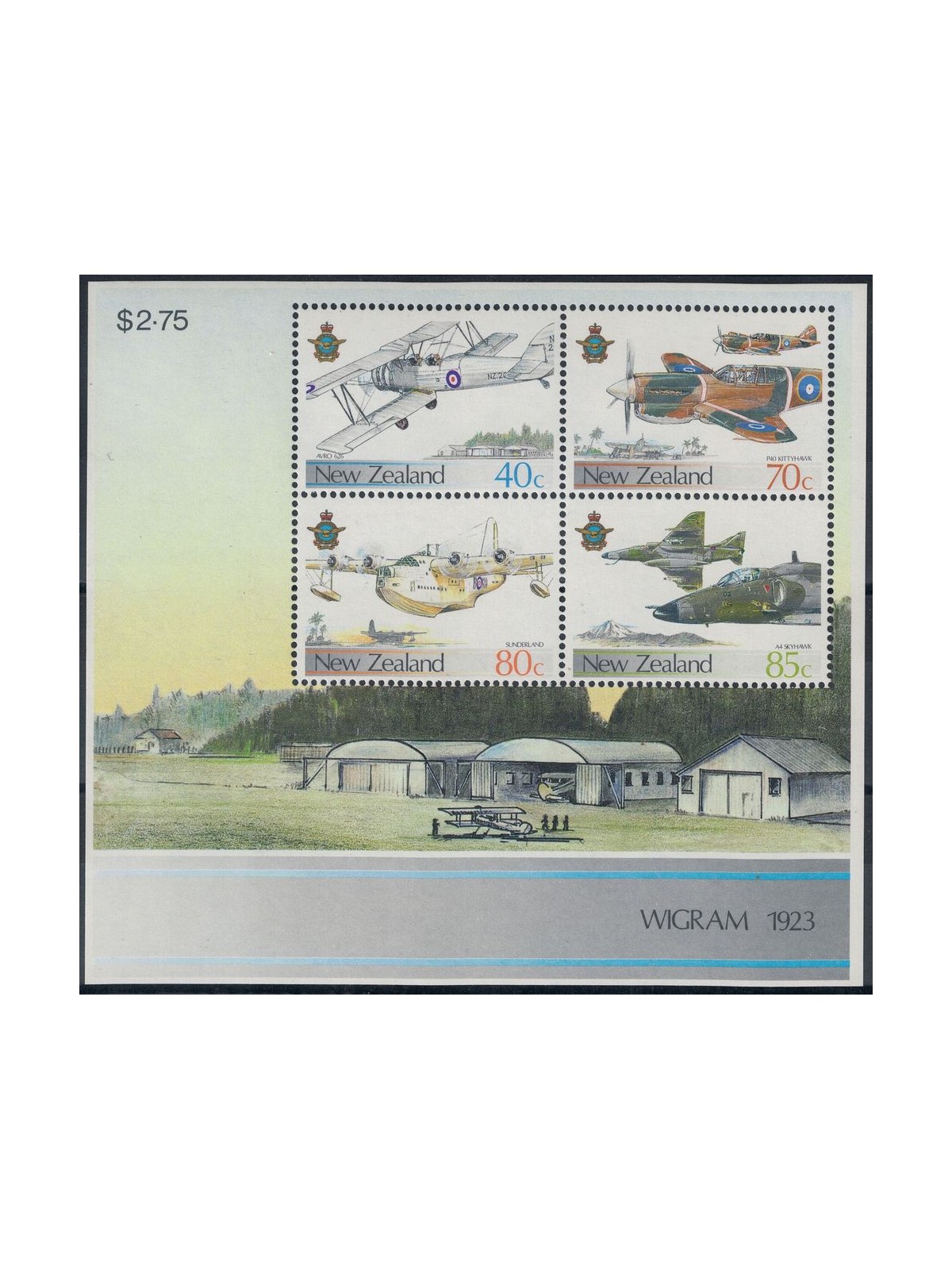 NUOVA ZELANDA 1987 Centenario Royal Air Force 1 BF MNH**