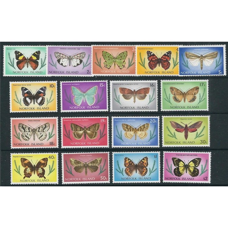 NORFOLK 1976 Serie ordinaria, farfalle 17v MNH**