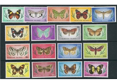 NORFOLK 1976 Serie ordinaria, farfalle 17v MNH**