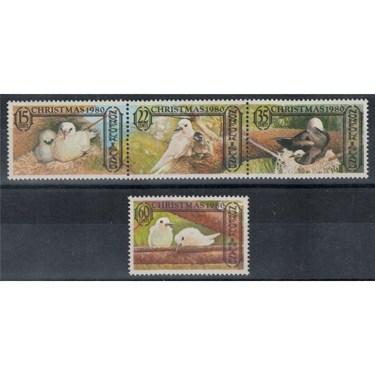 NORFOLK 1980 Natale, uccelli 4v MNH**