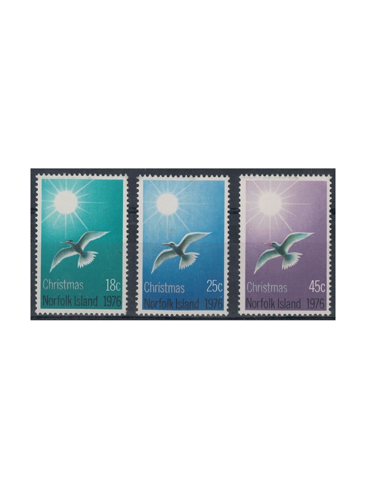 NORFOLK 1976 Natale, uccelli 3v MNH**