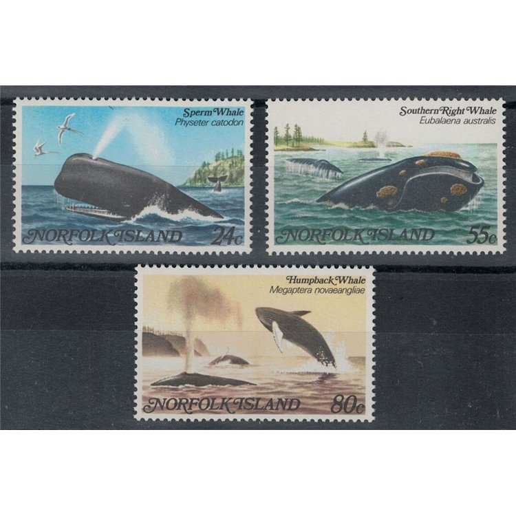 NORFOLK 1982 Fauna marina, balene 3v MNH**