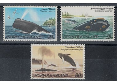 NORFOLK 1982 Marine fauna, whales 3v MNH**