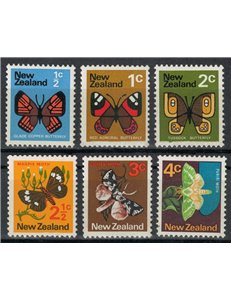 NUOVA ZELANDA 1970 Serie ordinaria, farfalle 6v MNH**
