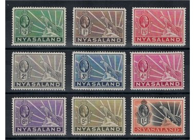 NYASALAND 1934 Ordinary series 9v MNH**