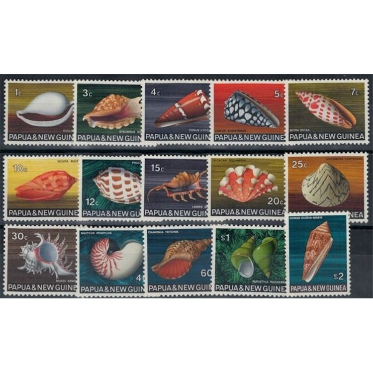 PAPUA NEW GUINEA 1968 Shells 15v MNH**