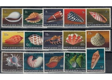 PAPUA NUOVA GUINEA 1968 Conchiglie 15v MNH**