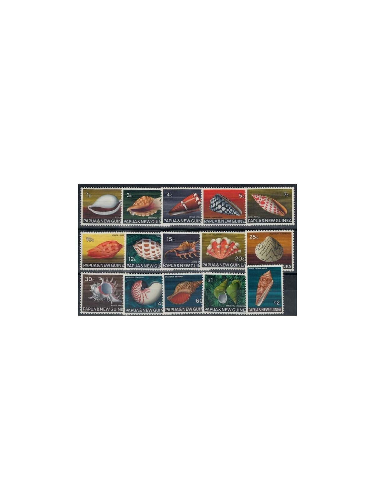 PAPUA NEW GUINEA 1968 Shells 15v MNH**