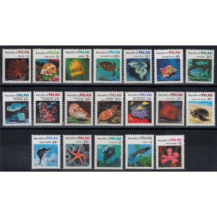 PALAU 1983-85 Fauna marina - Marine life 19v MNH**