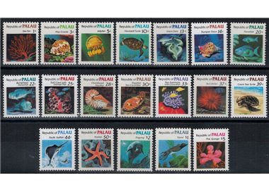 PALAU 1983-85 Marine fauna - Marine life 19v MNH**