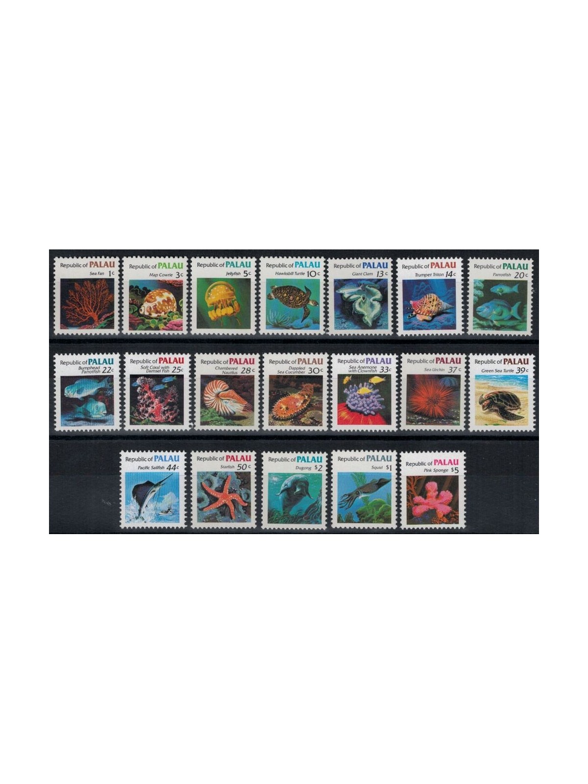 PALAU 1983-85 Marine fauna - Marine life 19v MNH**