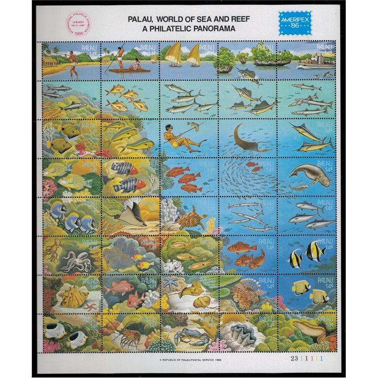 PALAU 1986 Ameripex 40v MNH**