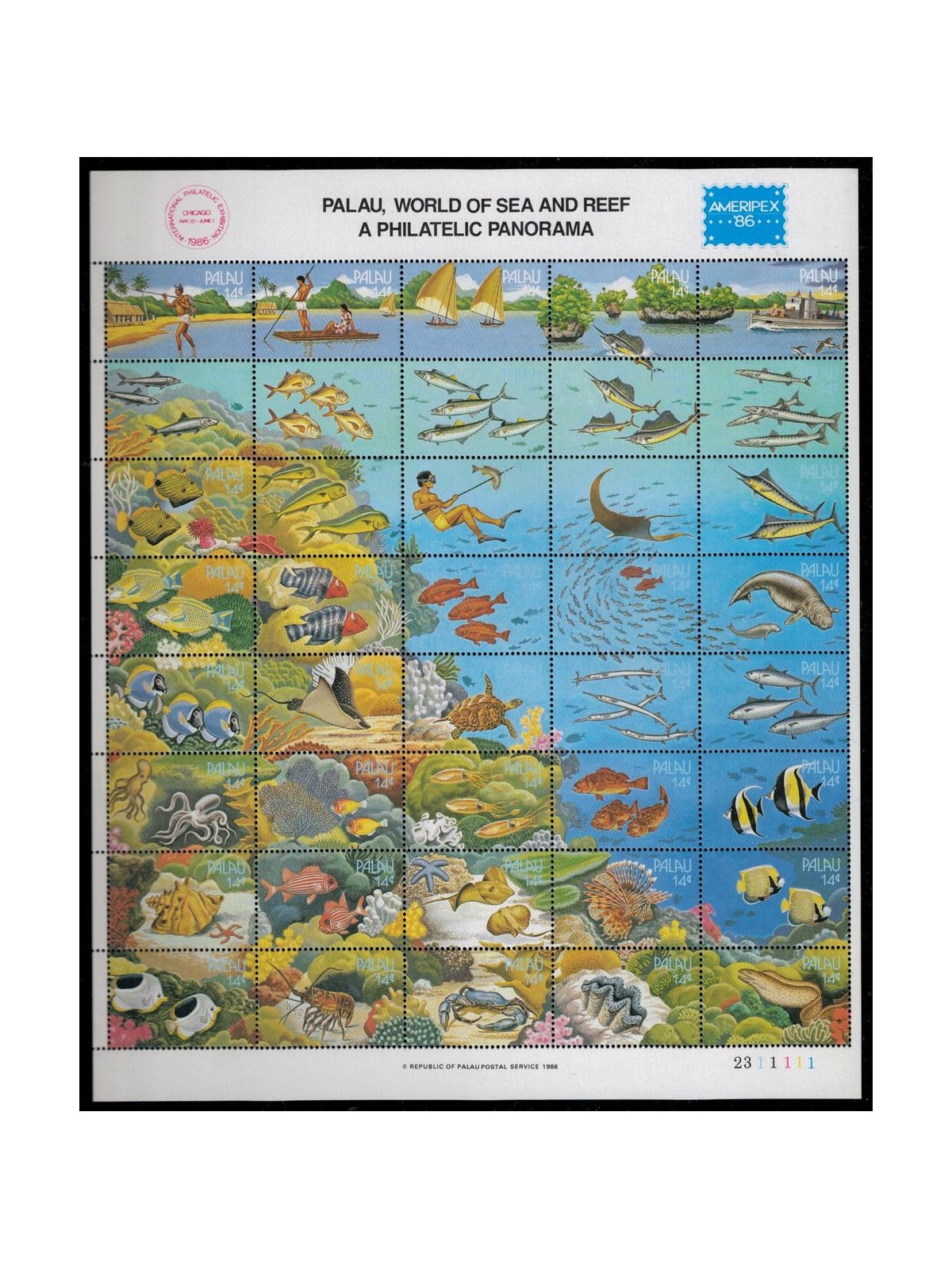 PALAU 1986 Ameripex 40v MNH**
