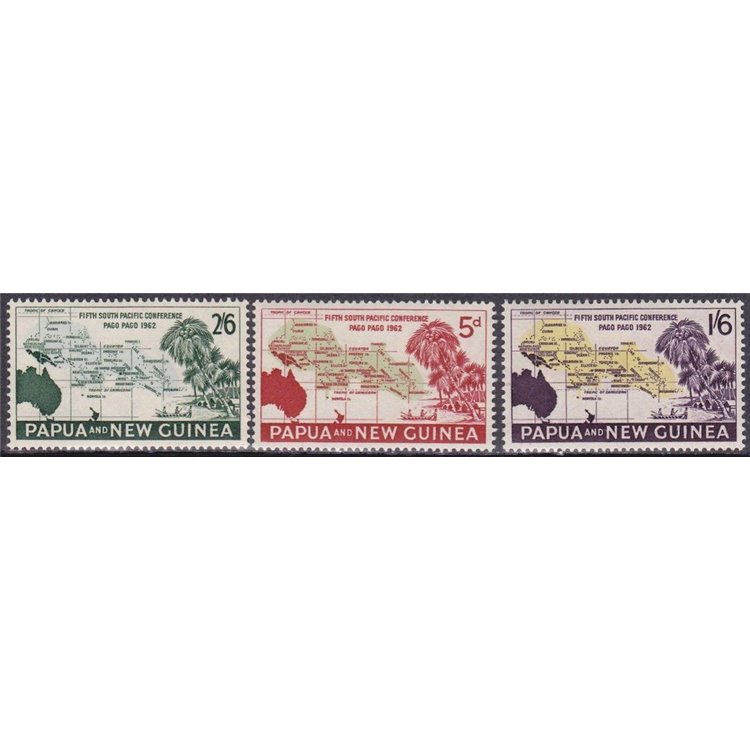 PAPUA NEW GUINEA 1962 South Pacific conference 3v MNH**