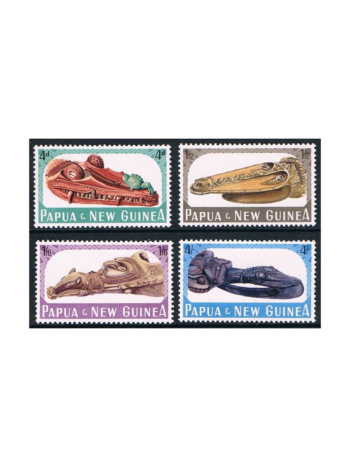 PAPUA NEW GUINEA 1965 Sculptures - Wooden sculptures 4v MNH**
