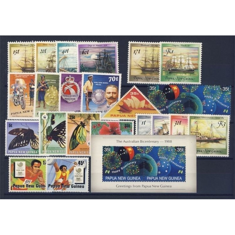 PAPUA NEW GUINEA 1988 Complete YearSet 23v + 1 s/s MNH**