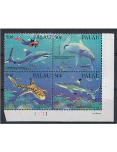 PALAU 1993 Marine fauna, sharks - Sharks 4v MNH**