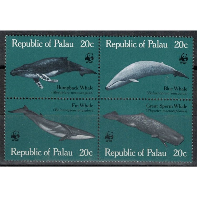 PALAU 1983 WWF, salvaguardia delle balene 4v MNH**