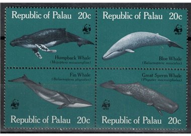 PALAU 1983 WWF, salvaguardia delle balene 4v MNH**
