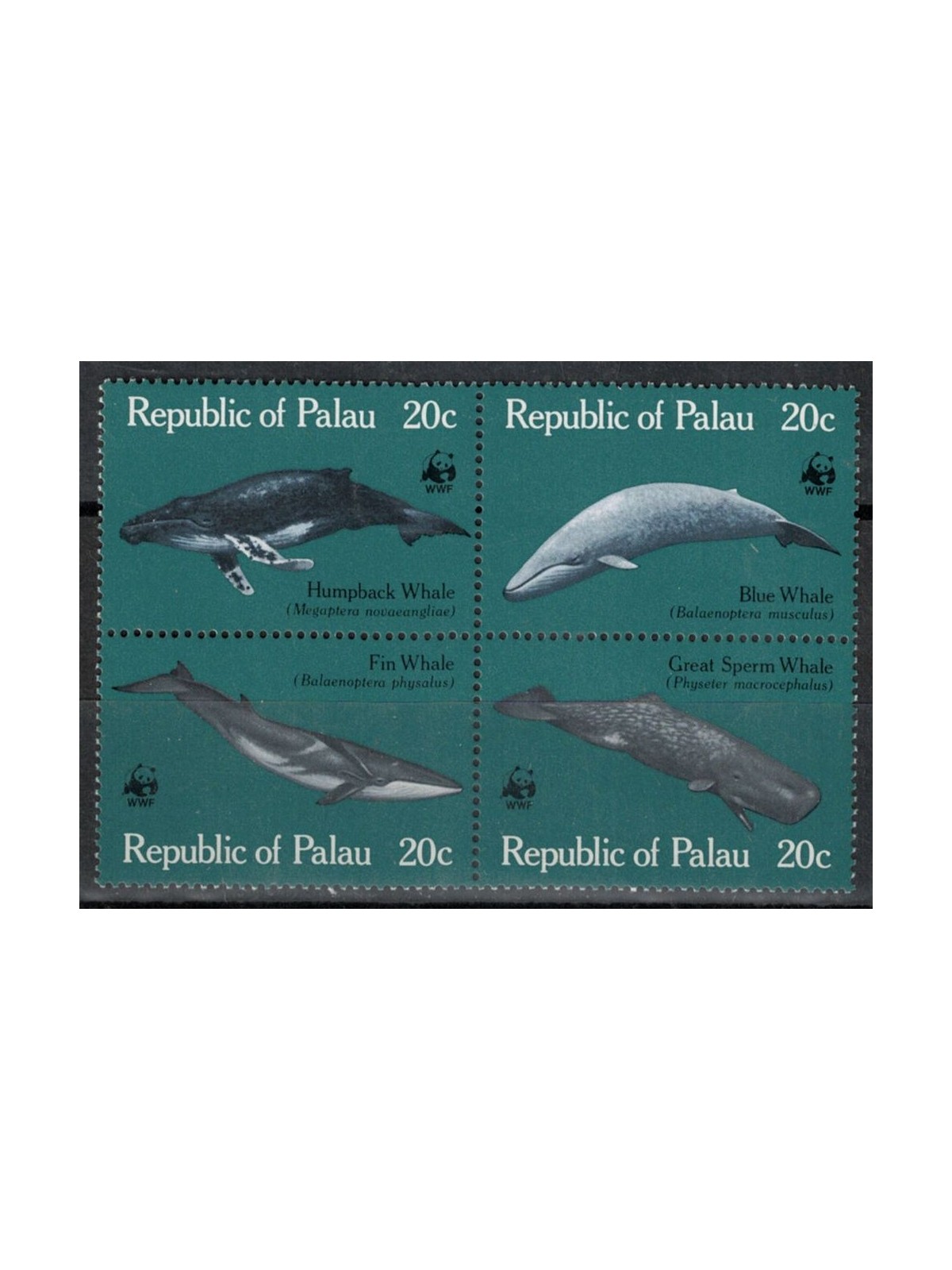 PALAU 1983 WWF, whale conservation 4v MNH**
